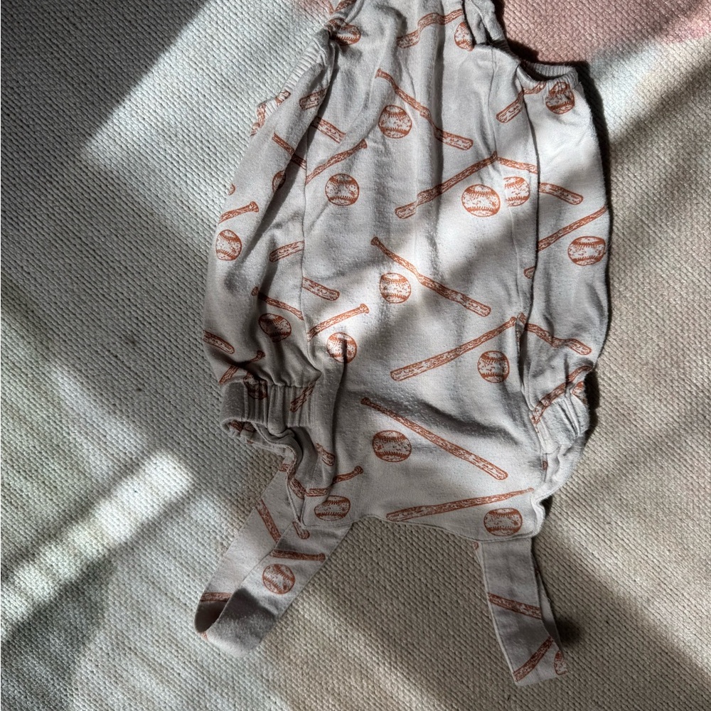 Kate Quinn Gray and Brown Baseball Print One Piece romper baseball